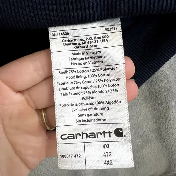 Carhartt Rain Defender Paxton Heavyweight 1/4 Zip Hoodie Sweatshirt Mens 4XL NWT - Picture 7 of 12